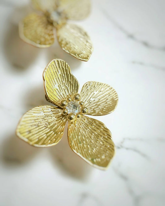 Bloom Statement Flower Earrings Gold Filled