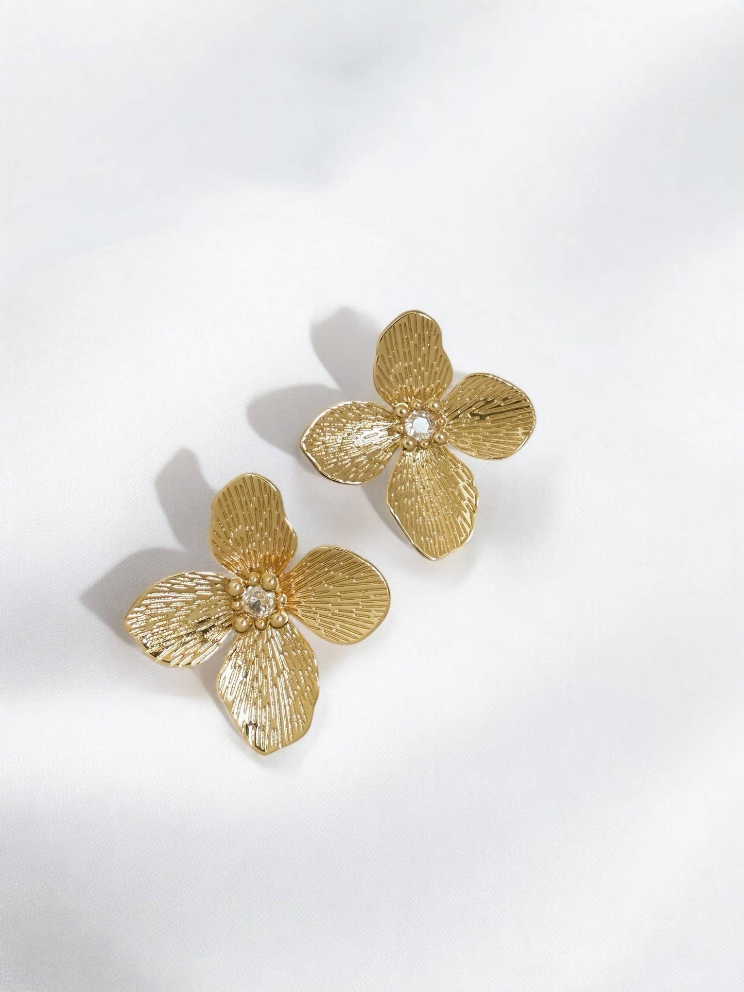 Bloom Statement Flower Earrings Gold Filled