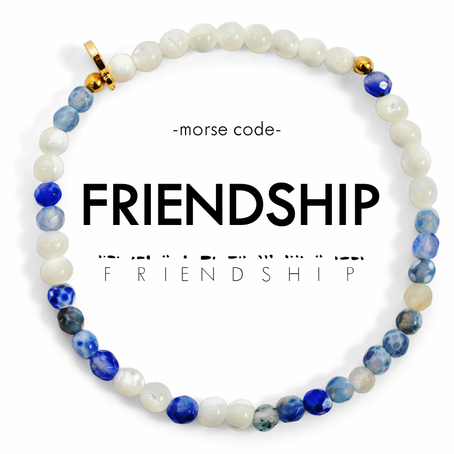 Morse Code Bracelet | FRIENDSHIP: Mother of Pearl & Blue Lace Agate