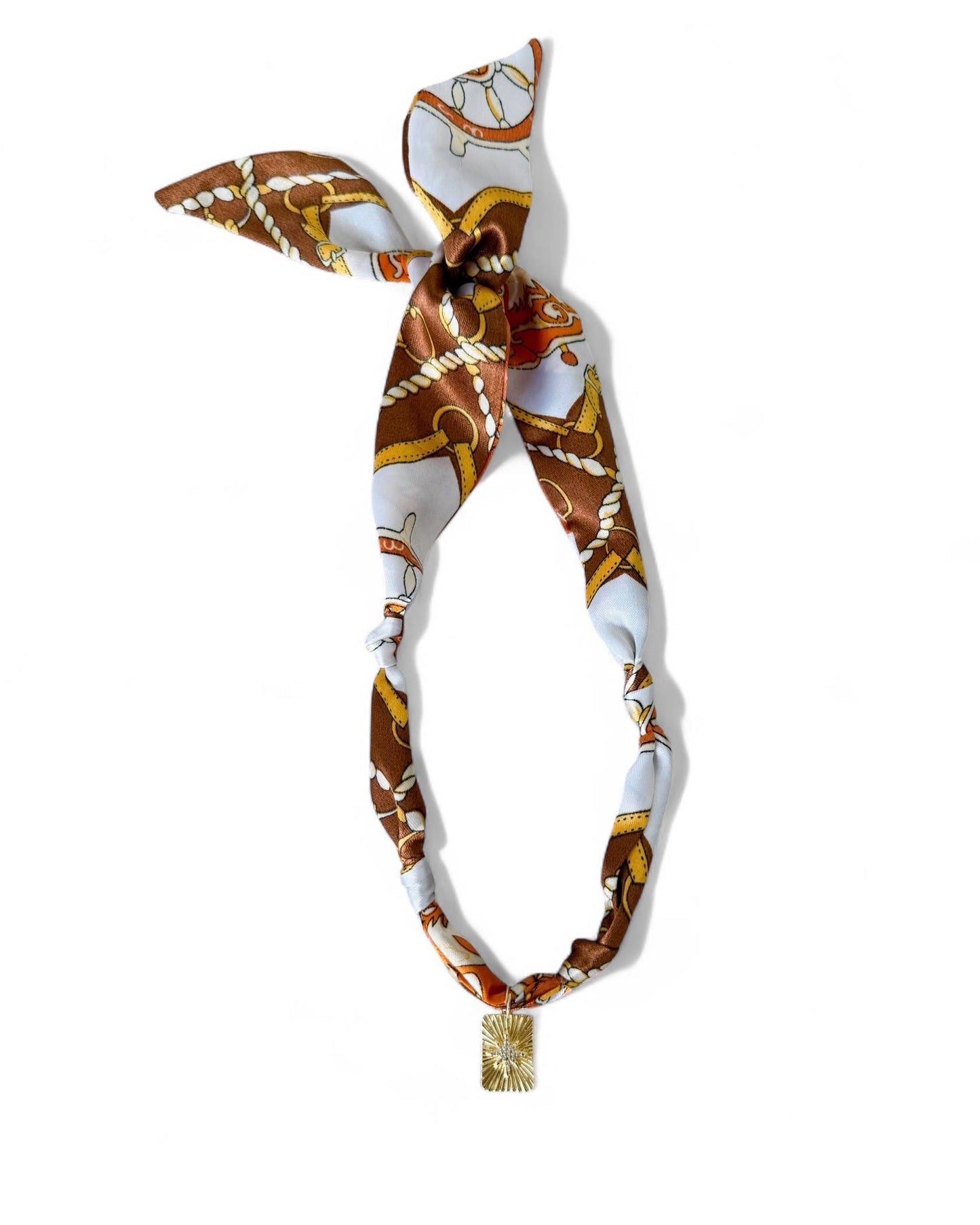 Verona Knotted Scarf Starburst Charm Necklace Gold Filled