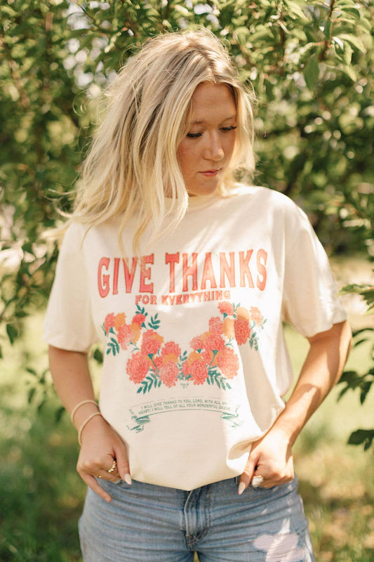Give Thanks Floral Graphic Tee