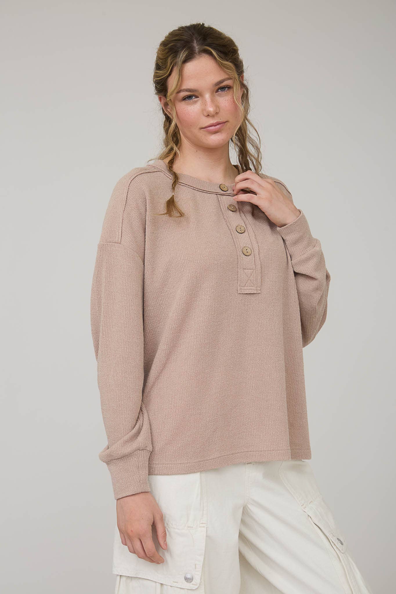 Falling For It Taupe Long Sleeve