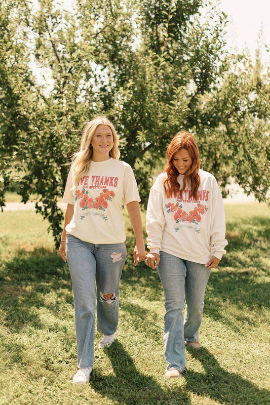 Give Thanks Floral Graphic Tee