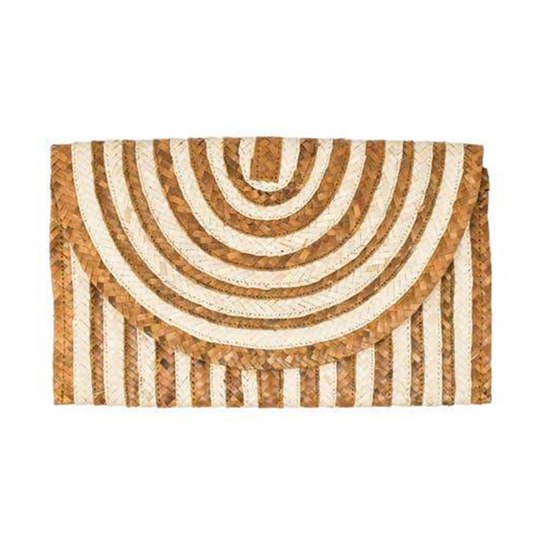 Stripe Straw Clutch Purse