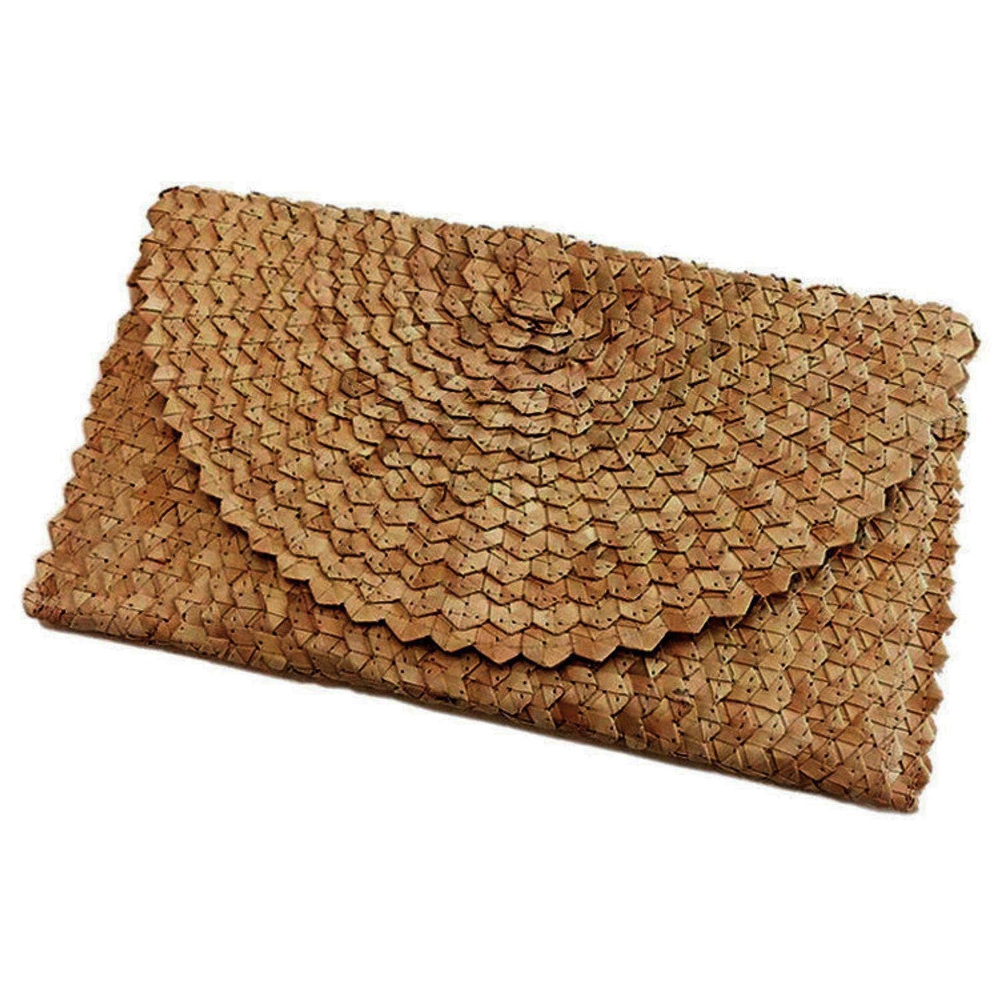 Brown Straw Clutch Purse