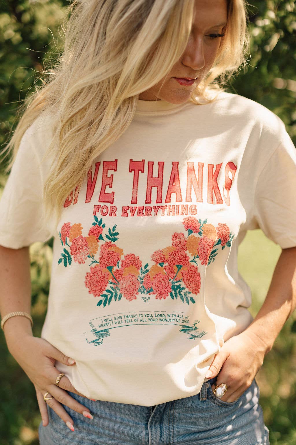 Give Thanks Floral Graphic Tee
