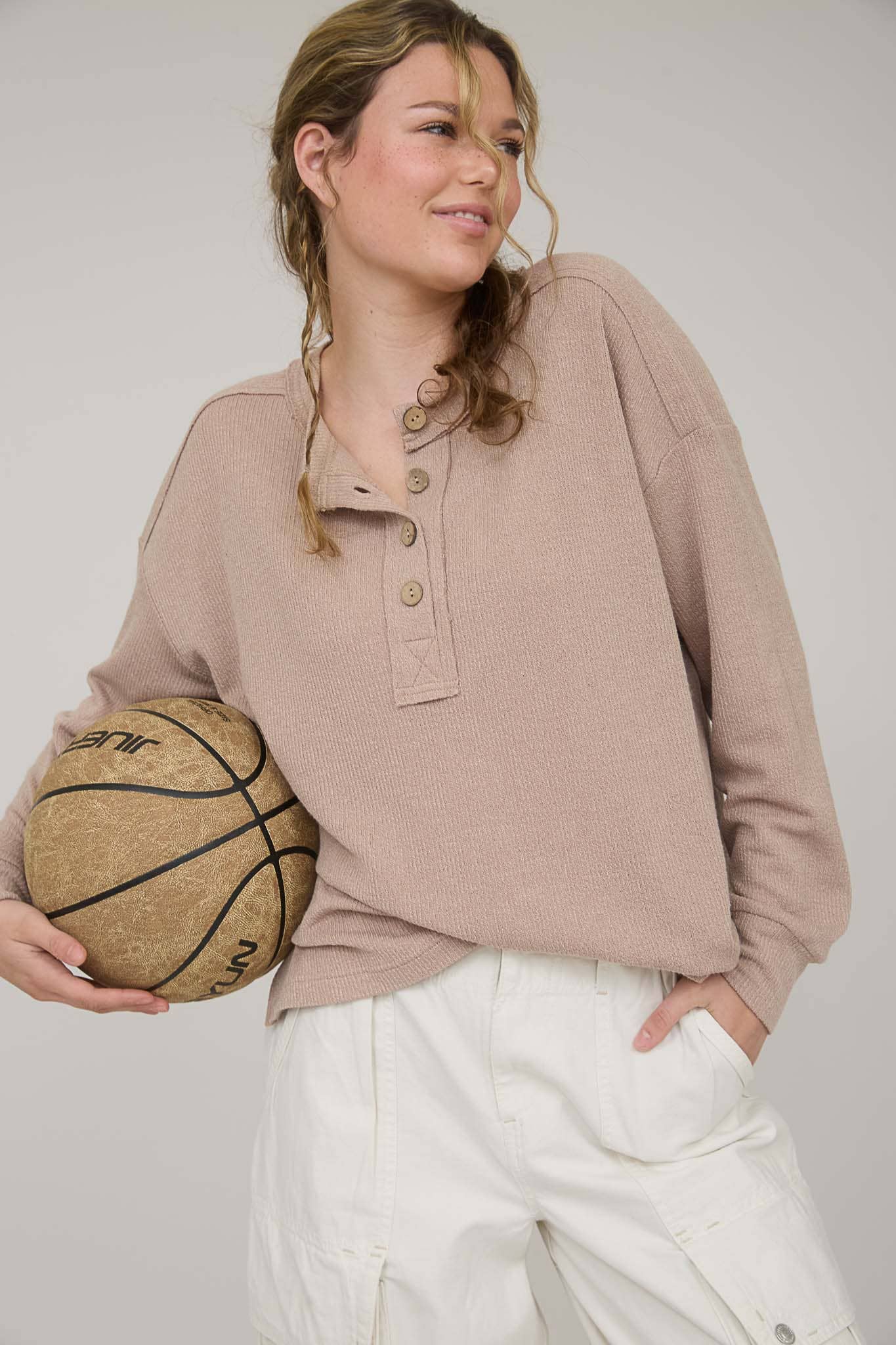 Falling For It Taupe Long Sleeve