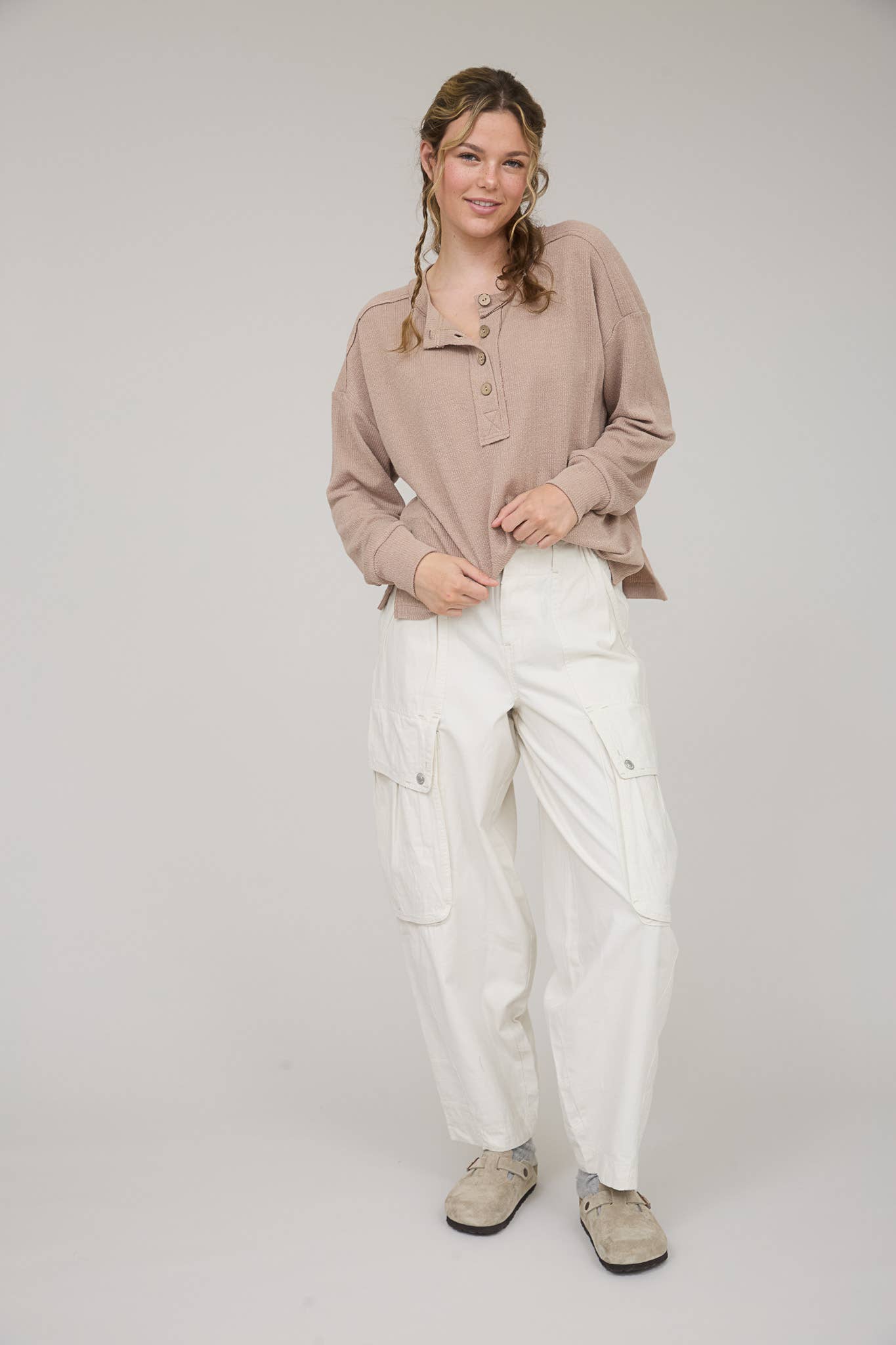 Falling For It Taupe Long Sleeve
