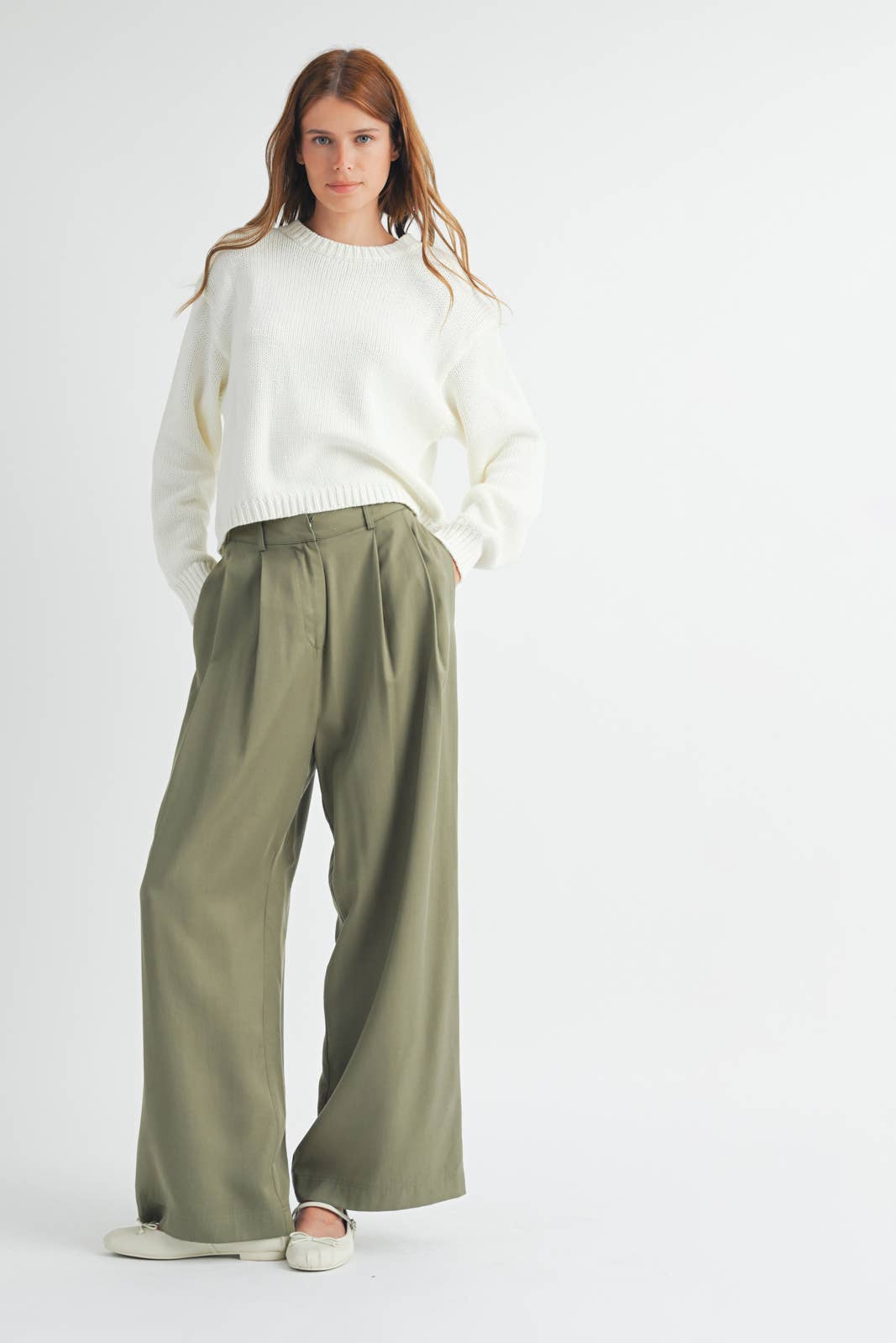 Olive Wide Leg Pants