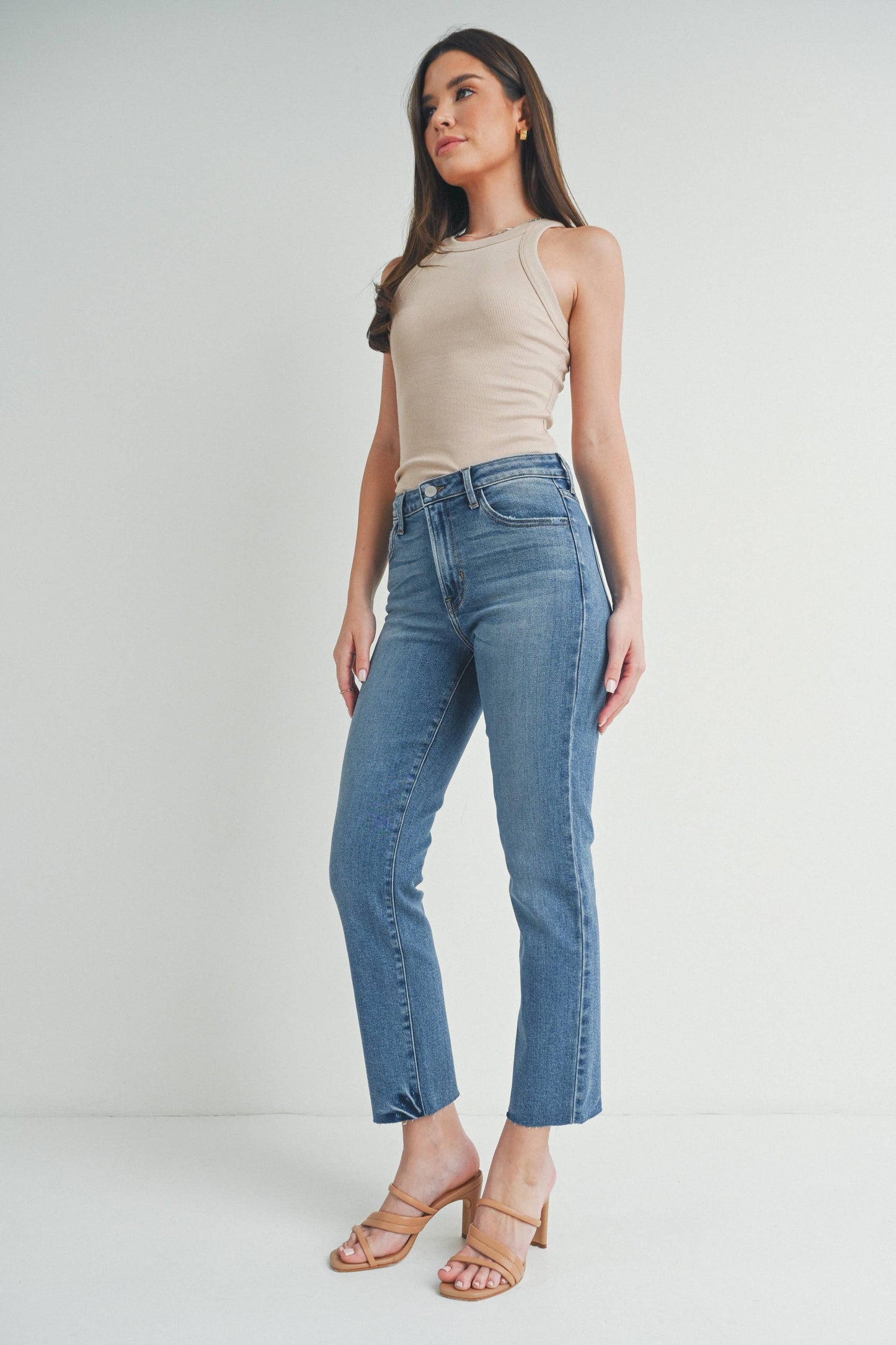 Mid Rise Classic Straight Medium Wash Jeans