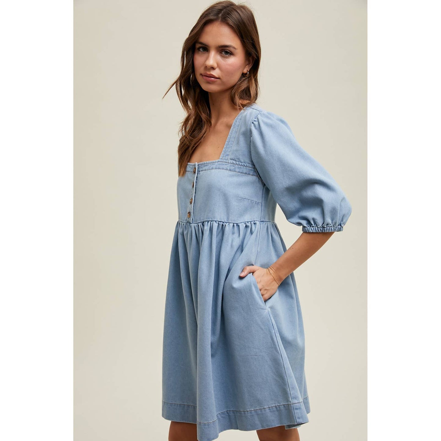 Denim Babydoll Mini Dress