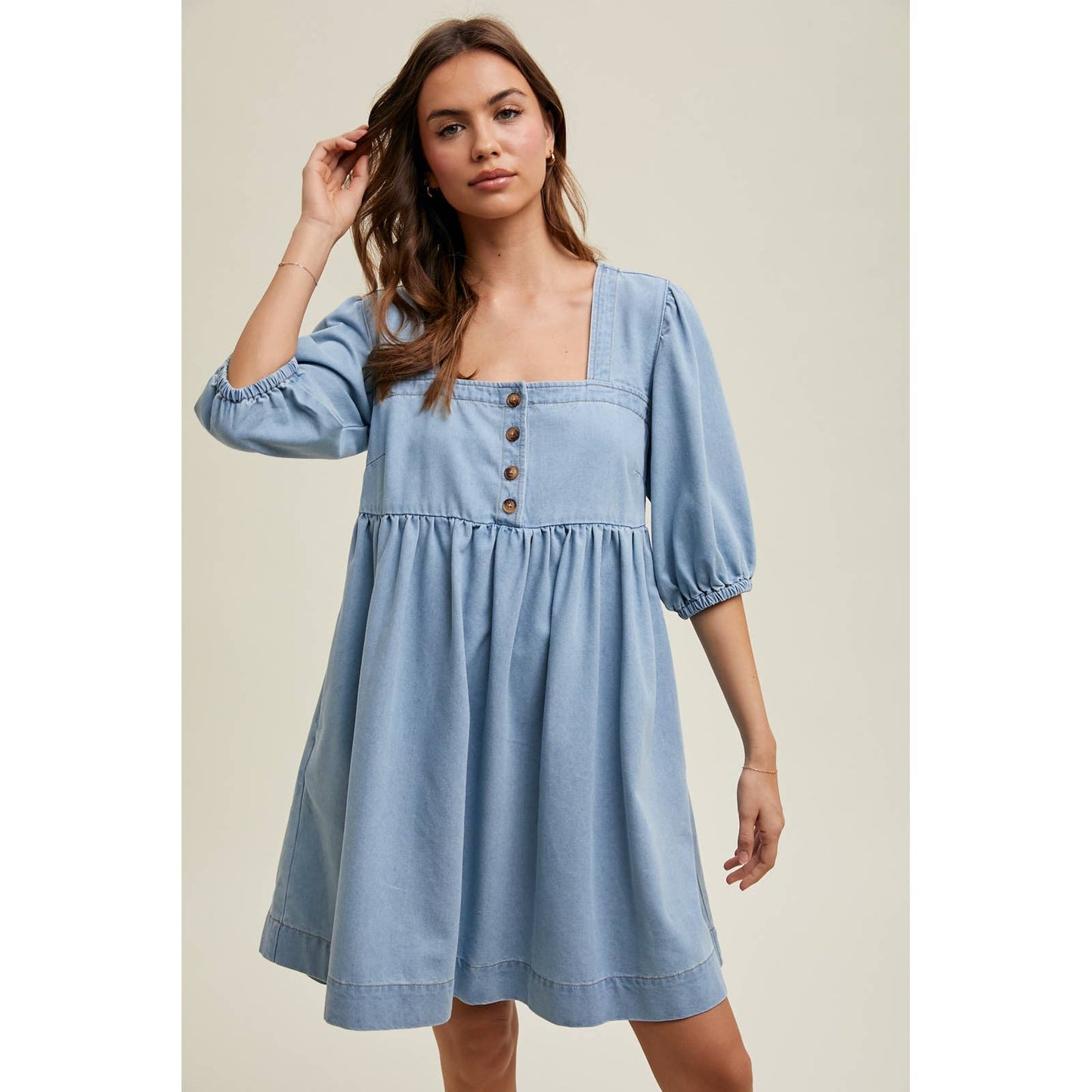 Denim Babydoll Mini Dress