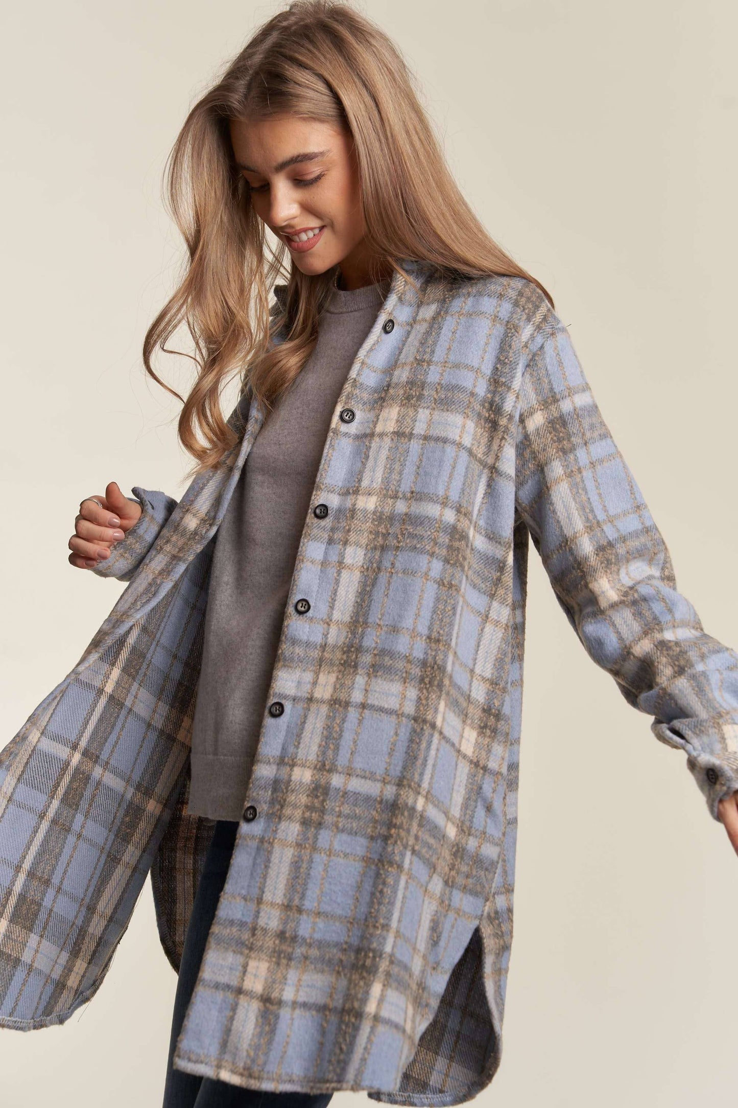 Snowfall Long Plaid Shacket