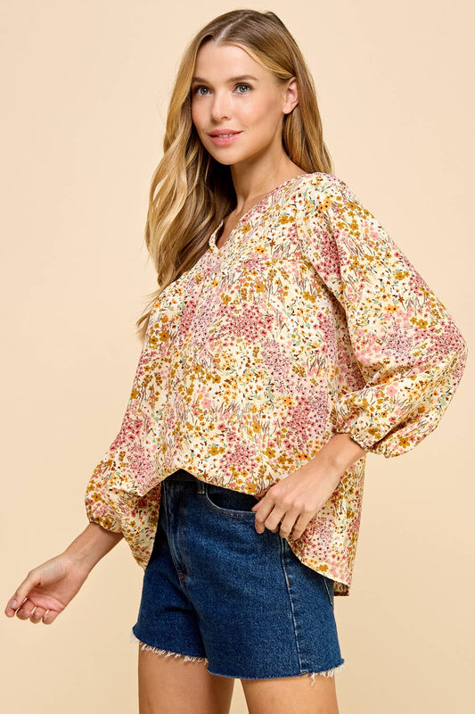 Golden Hour Floral Print Blouse