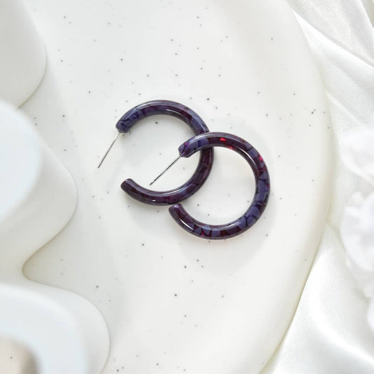 Purple Bloom 30mm Thin Hoops