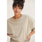 Oversized Distressed Tee in Taupe