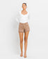 Taupe High Rise Mom Shorts