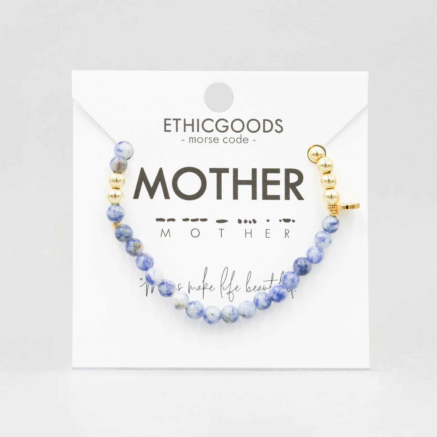 Gold Morse Code Bracelet | MOTHER: Multicolored Quartz