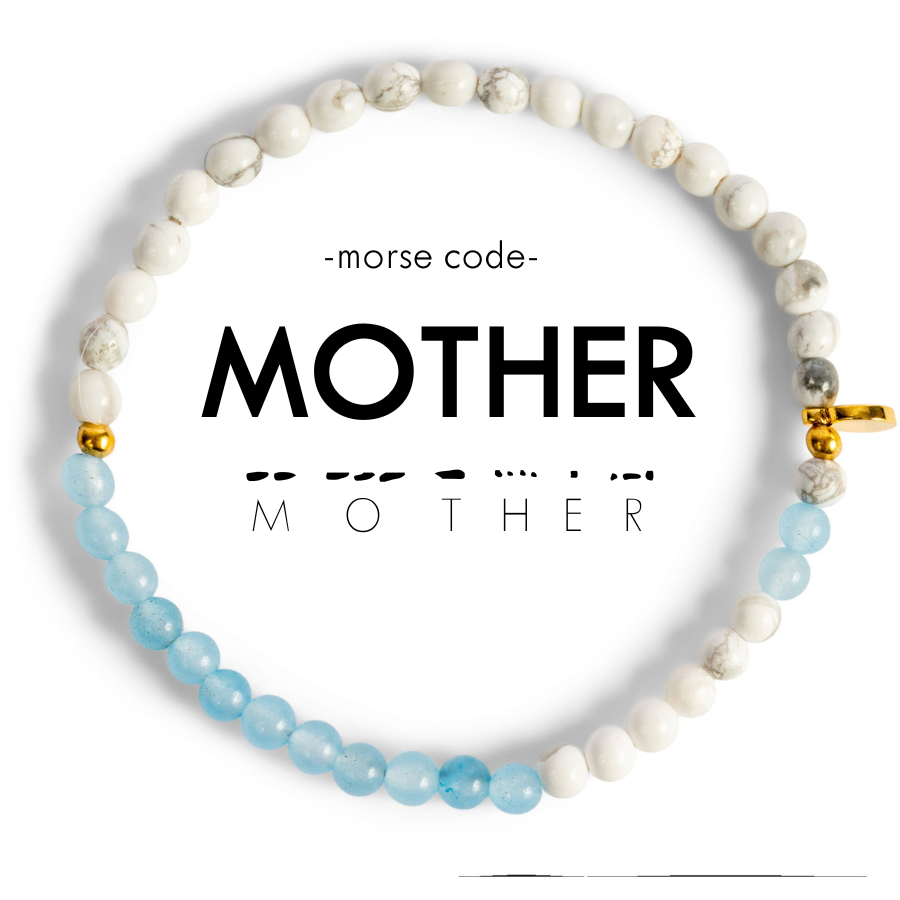 Morse Code Bracelet | MOTHER: Pink Aventurine & Mother of Pearl