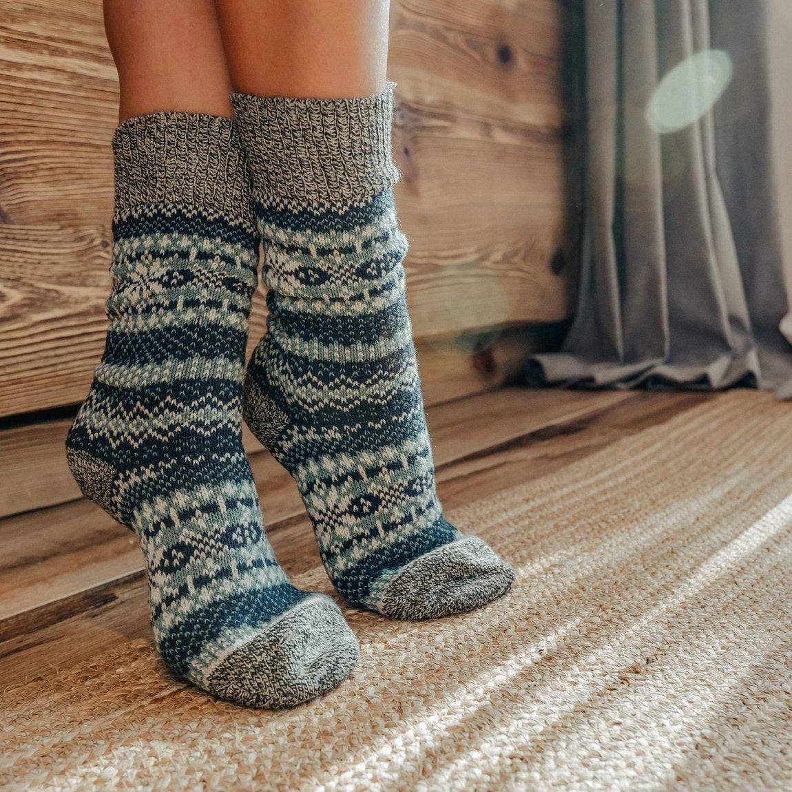 Asenka - Teal Nordic Wool Socks