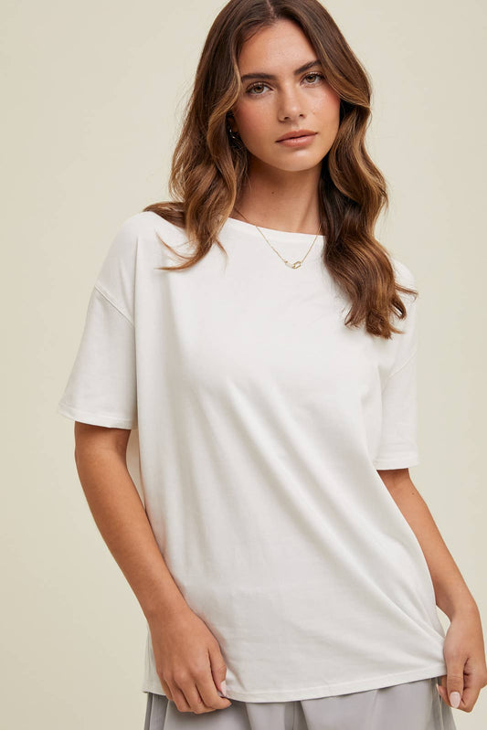 Off White Boatneck Casual Tee