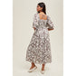 Floral Balloon Sleeve Dress in Chocolate