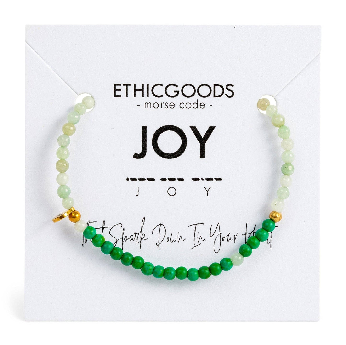 3mm Morse Code Bracelet | JOY: Green & Green Aventurine