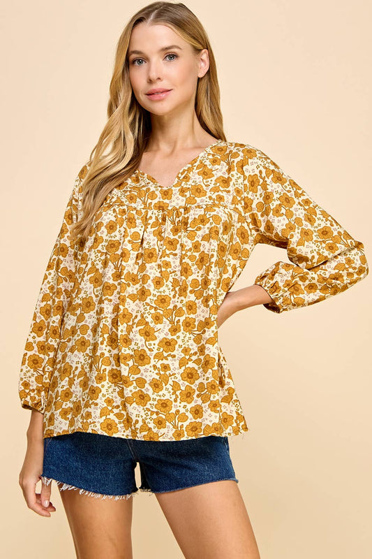 Cream Floral Print Blouse