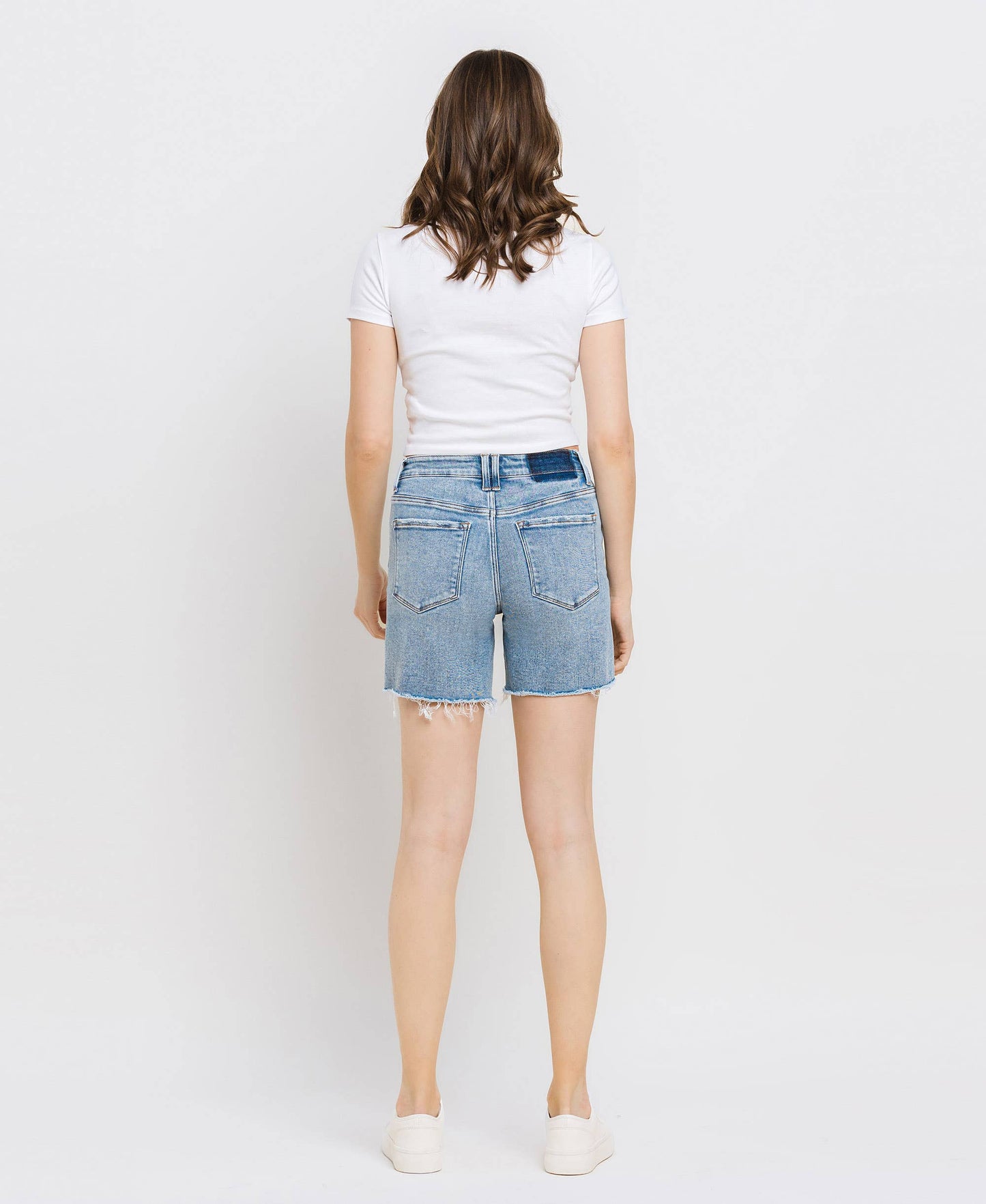 Loretta High Rise Midi Denim Shorts