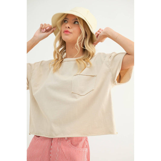 Oatmilk Raw Edge Boxy Tee
