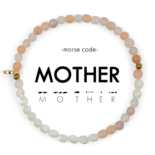 Morse Code Bracelet | MOTHER: Pink Aventurine & Mother of Pearl