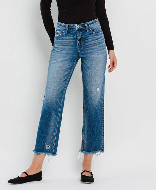 High Rise Crop Straight Jeans