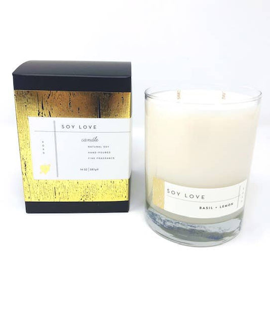 Basil + Lemon 14oz Soy Candle