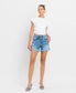 High Rise Distressed Cuff Denim Shorts