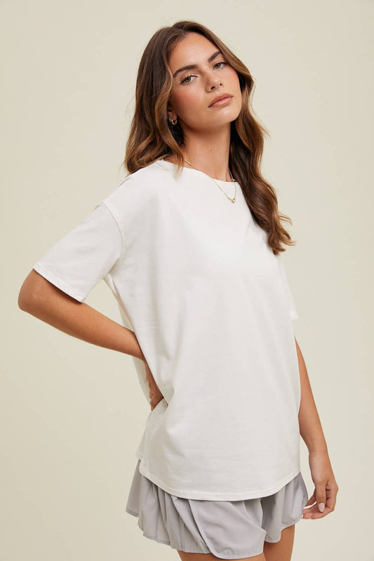 Off White Boatneck Casual Tee