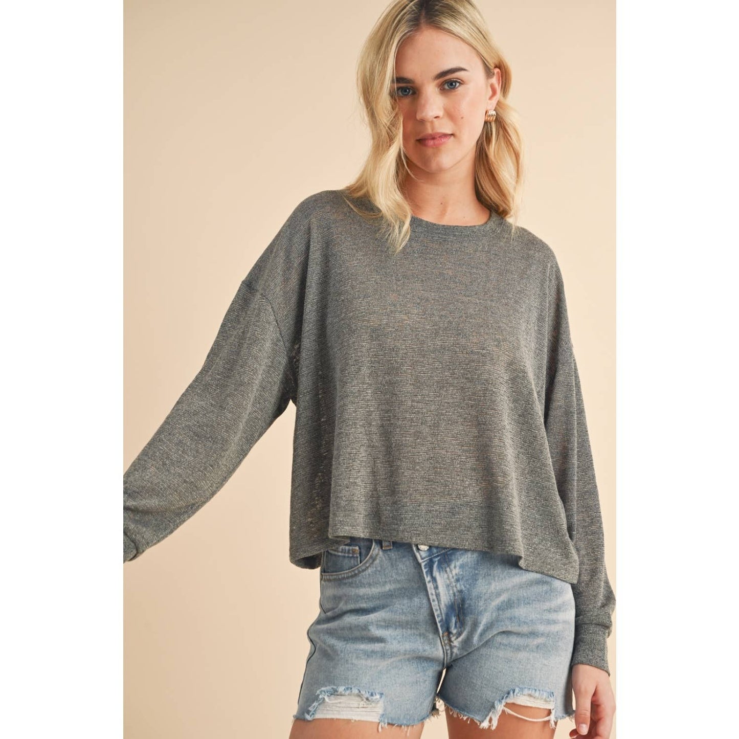 Charcoal Drop Shoulder Boxy Top