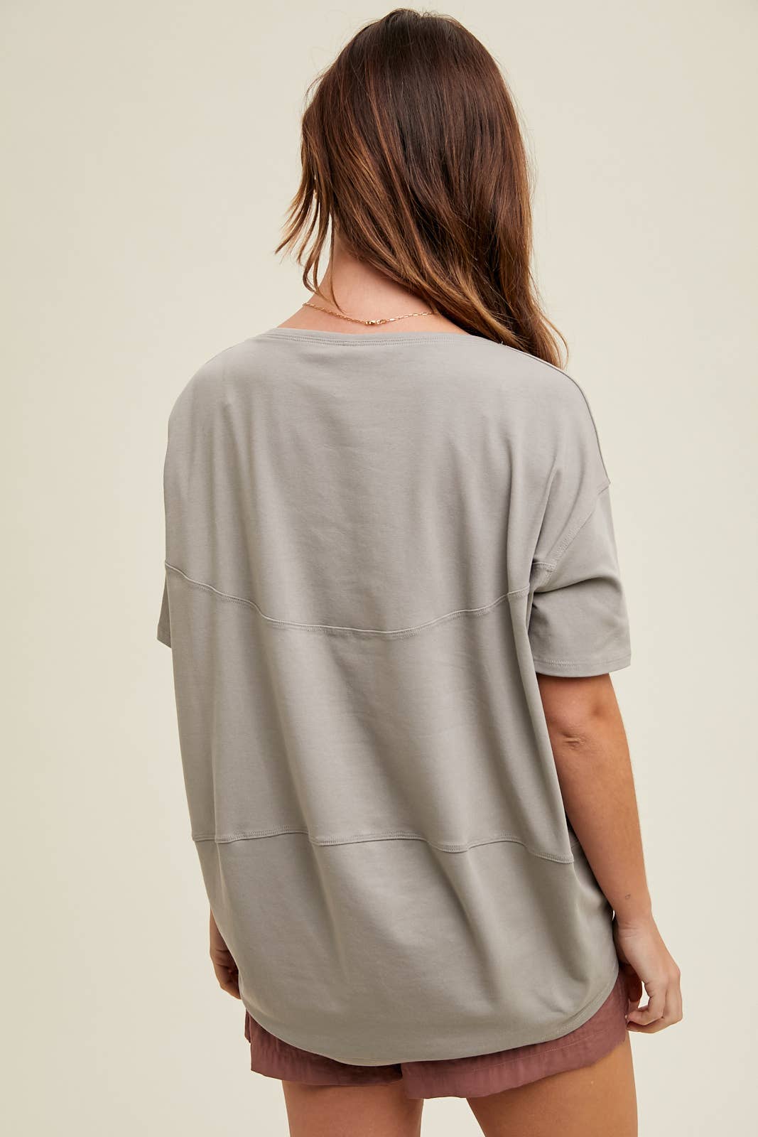 Grey Boatneck Casual Tee