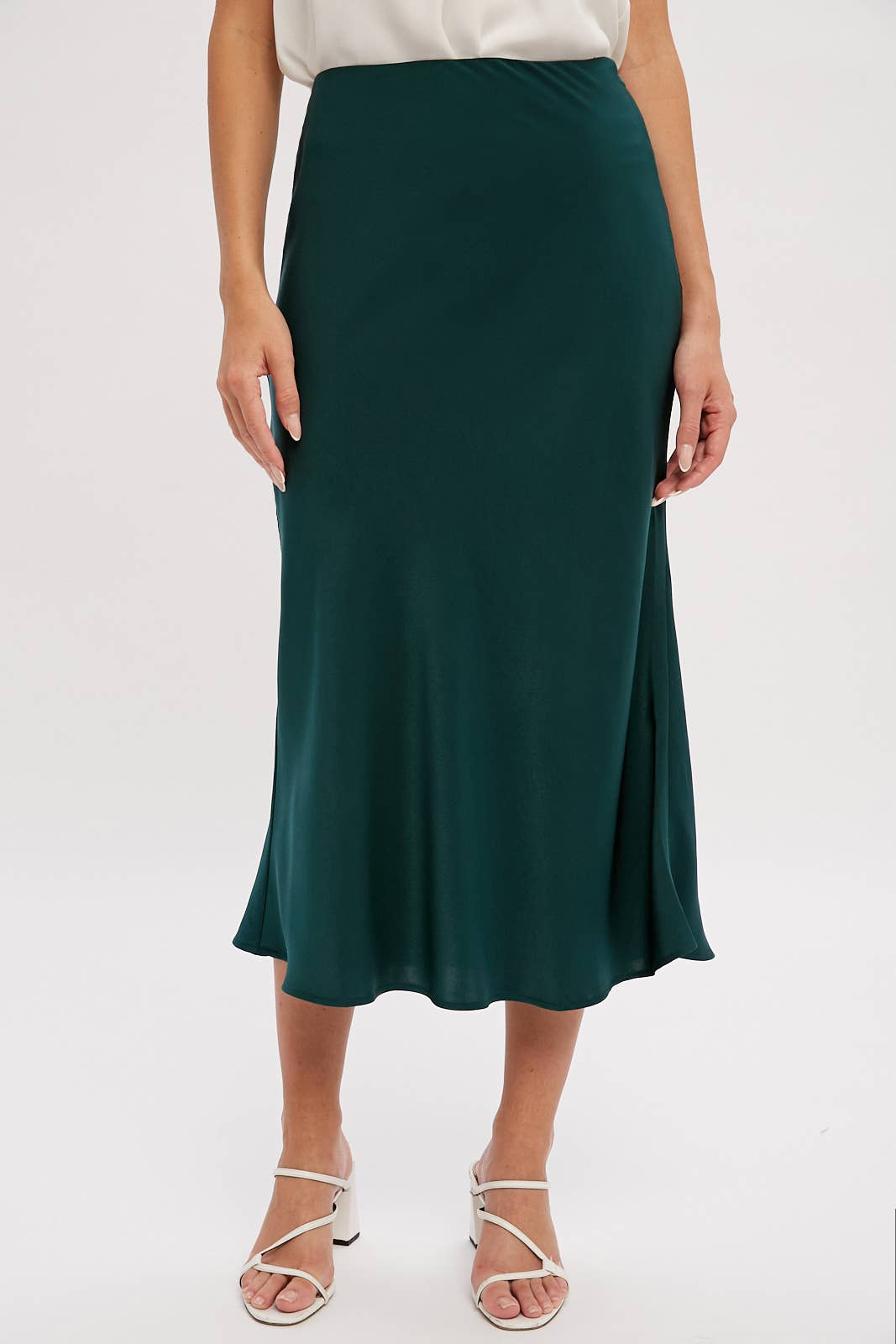 Evergreen Midi Satin Skirt