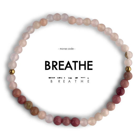 Morse Code Bracelet | BREATHE: Lacy Blue Agate & Frosted White Quartz