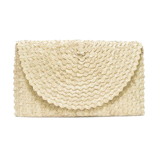 Cream Straw Clutch Purse