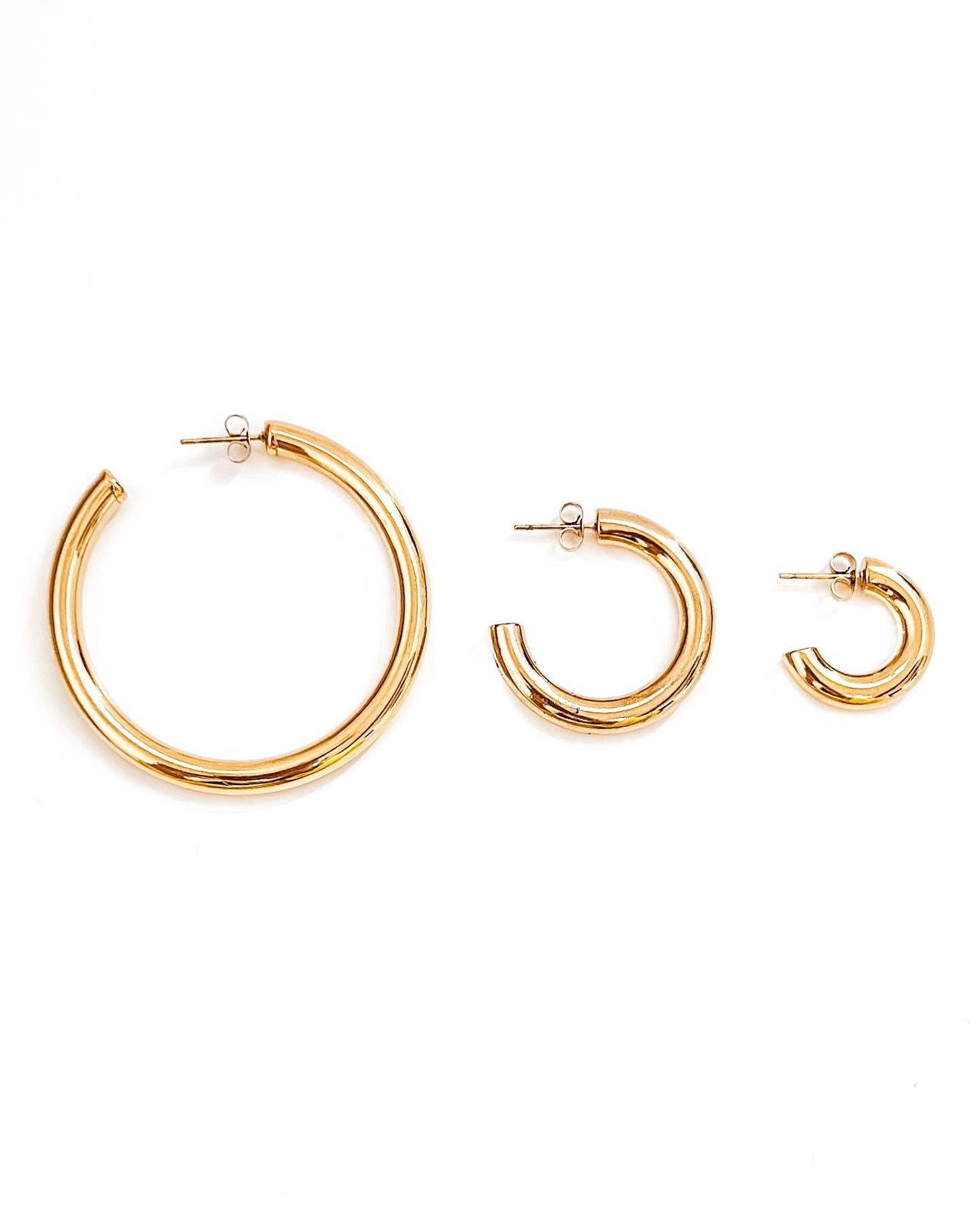 Ethel Gold Hoop Earrings LARGE 2"