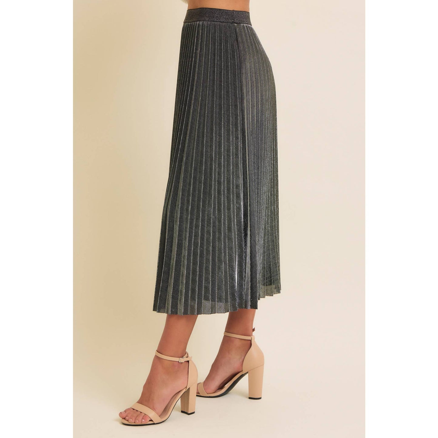 Shimmering Pleated Skirt in Charcoal