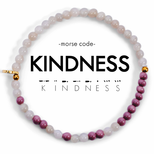 Morse Code Bracelet | KINDNESS: Light Grey & Lilac