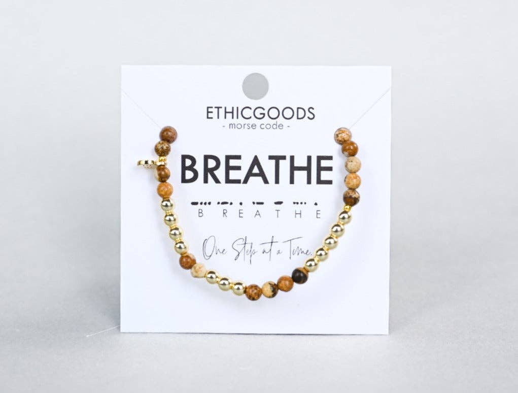 Gold Morse Code Bracelet | BREATHE: Multicolored Quartz