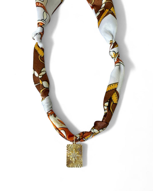 Verona Knotted Scarf Starburst Charm Necklace Gold Filled