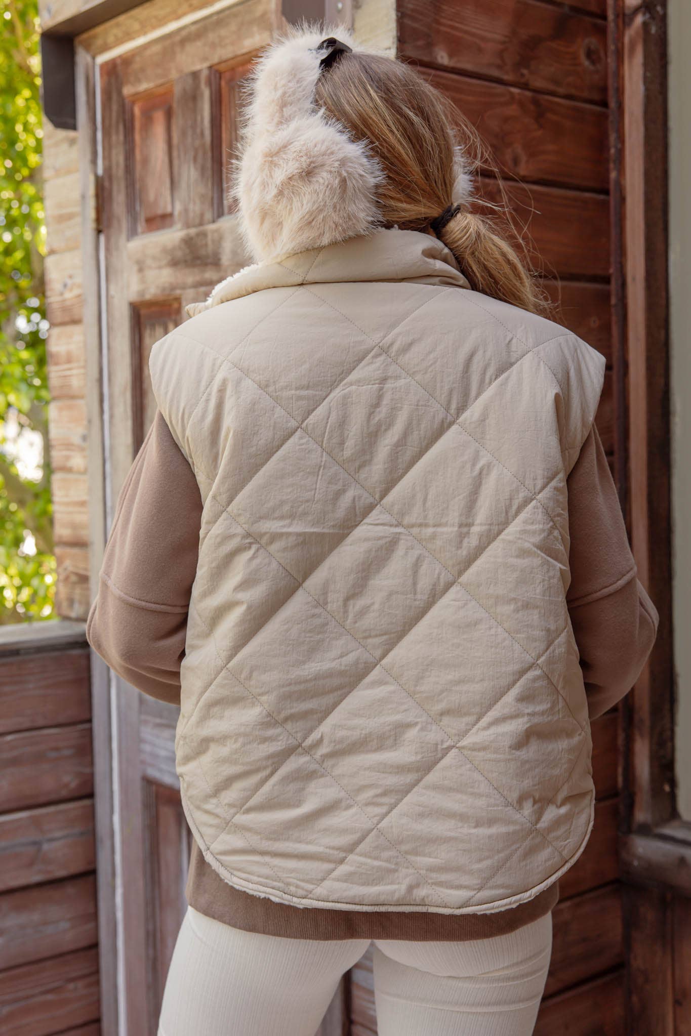 Fleece Lined Vest in Taupe