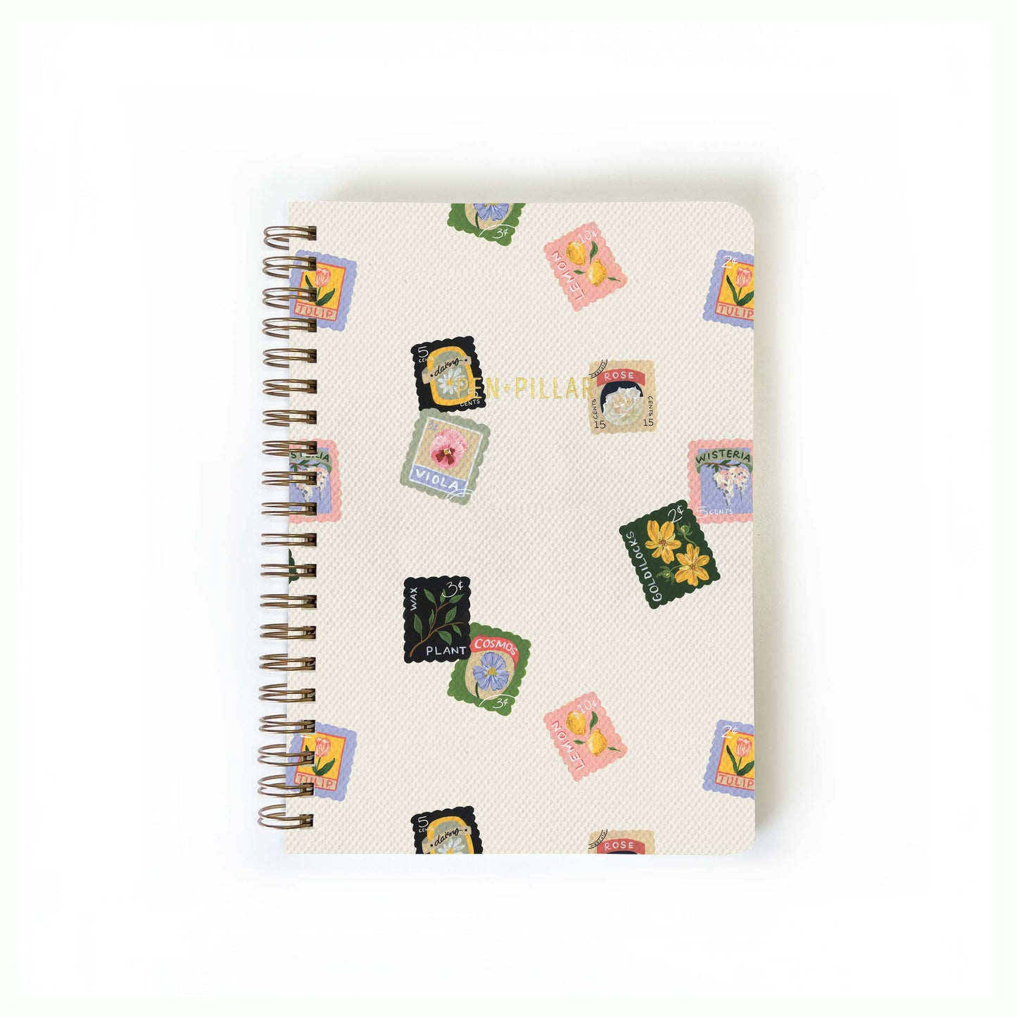 Floral Stamps Small Lined Notebook