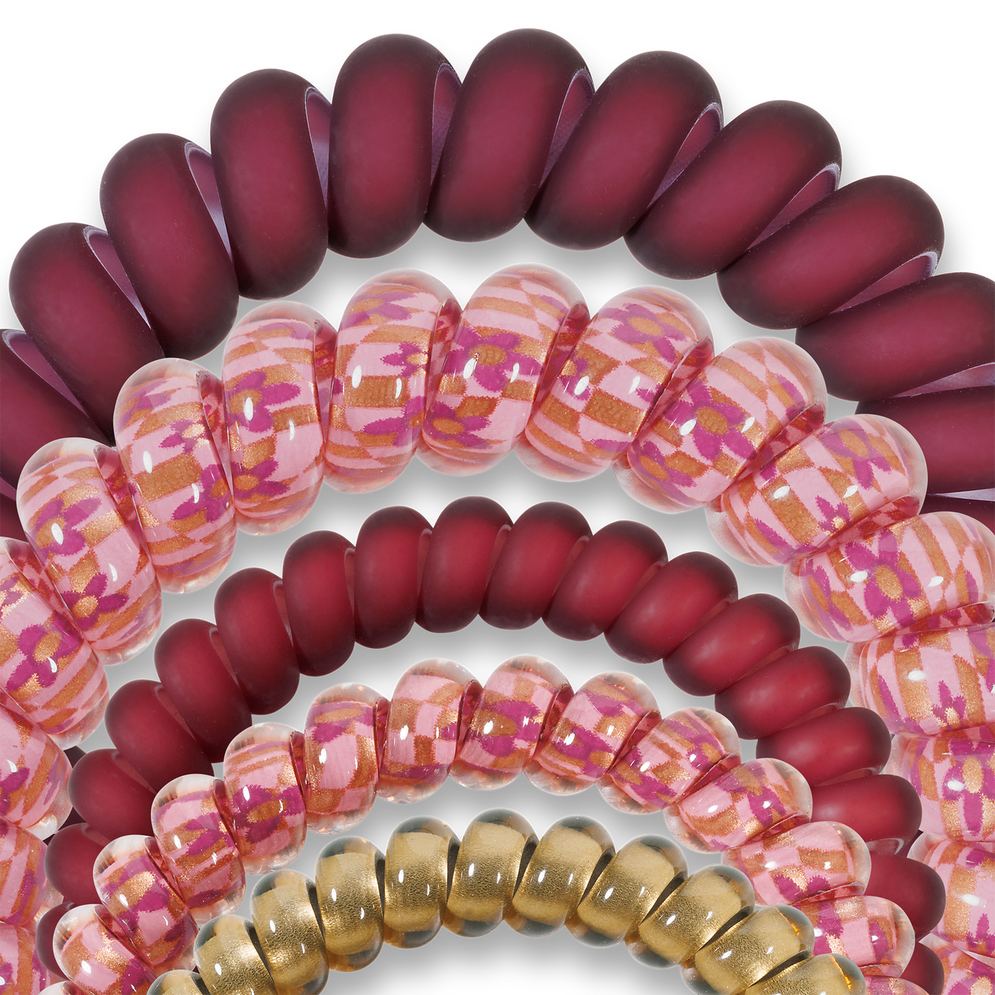 Burgundy Bliss - Mix Spiral Hair Coils 5-pack