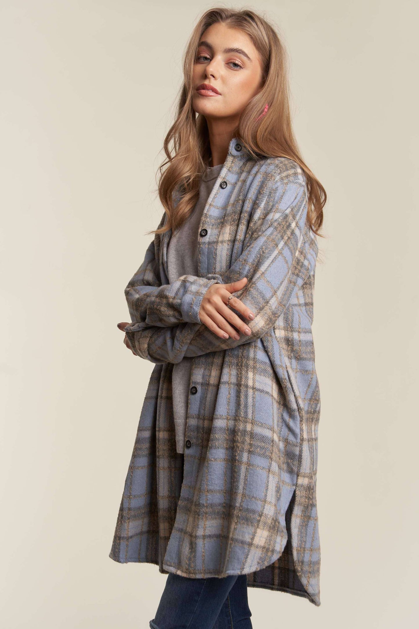 Snowfall Long Plaid Shacket