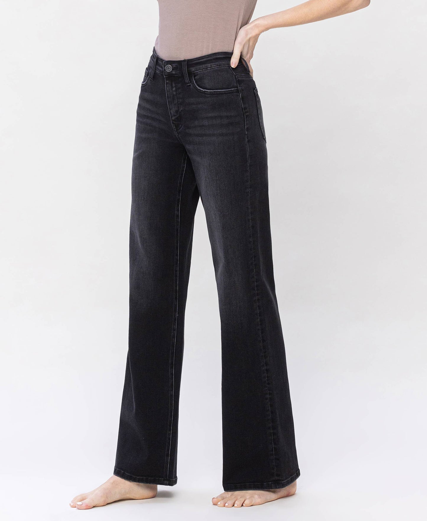 High Rise Loose Fit Black Jeans